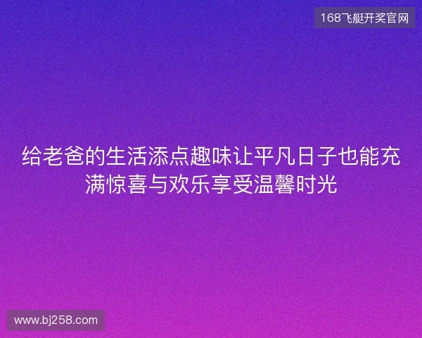 给老爸的生活添点趣味让平凡日子也能充满惊喜与欢乐享受温馨时光